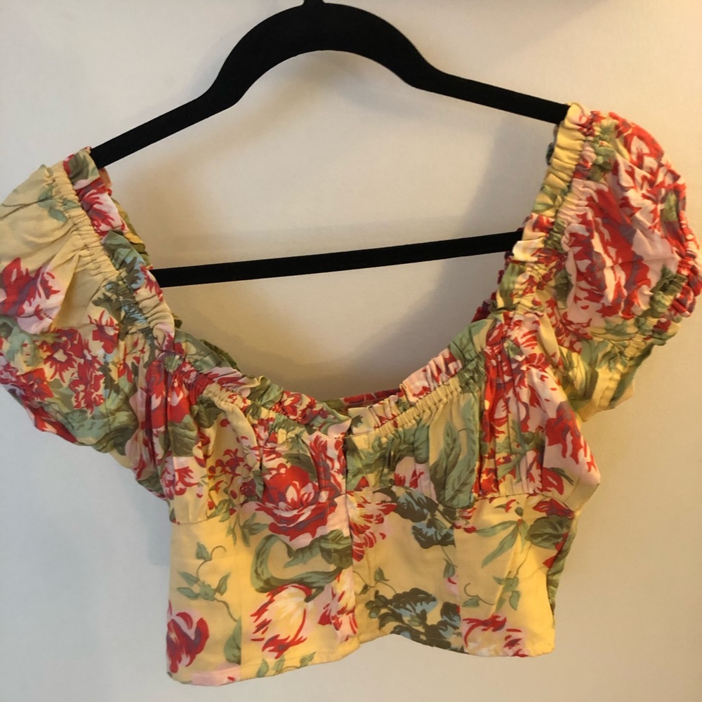 Urban outfitters yellow ruffled mid drift top